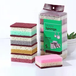 5pc High density sponge cleaning cloth, dishwashing cloth, non greasy kitchen and catering supplies, sponge brush, pot and bowl