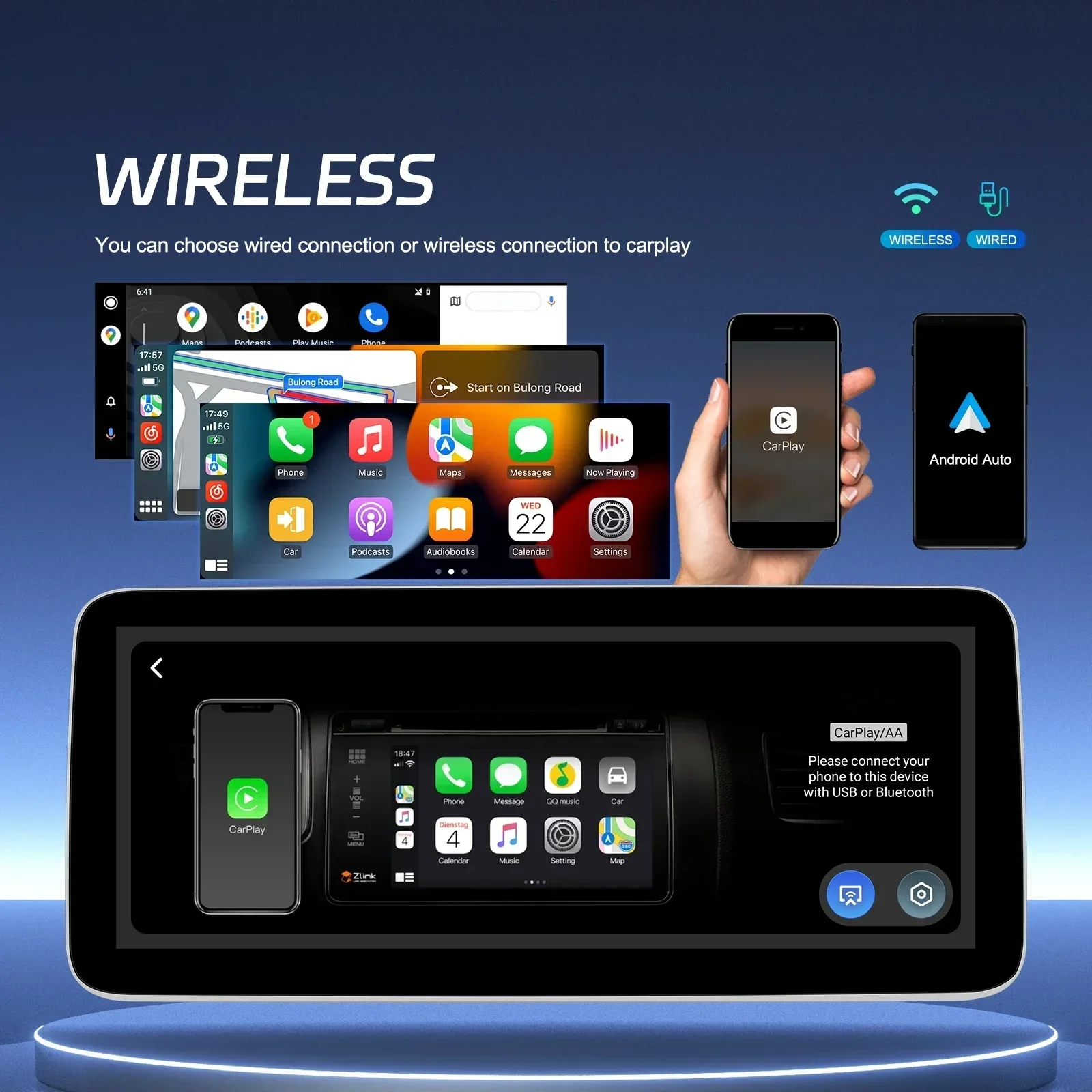 QLED 1600*720 Android 12 Car Radio Auto Carplay 12.3 Inch Universal WIFI GPS Audio Multimedia Player support 4G