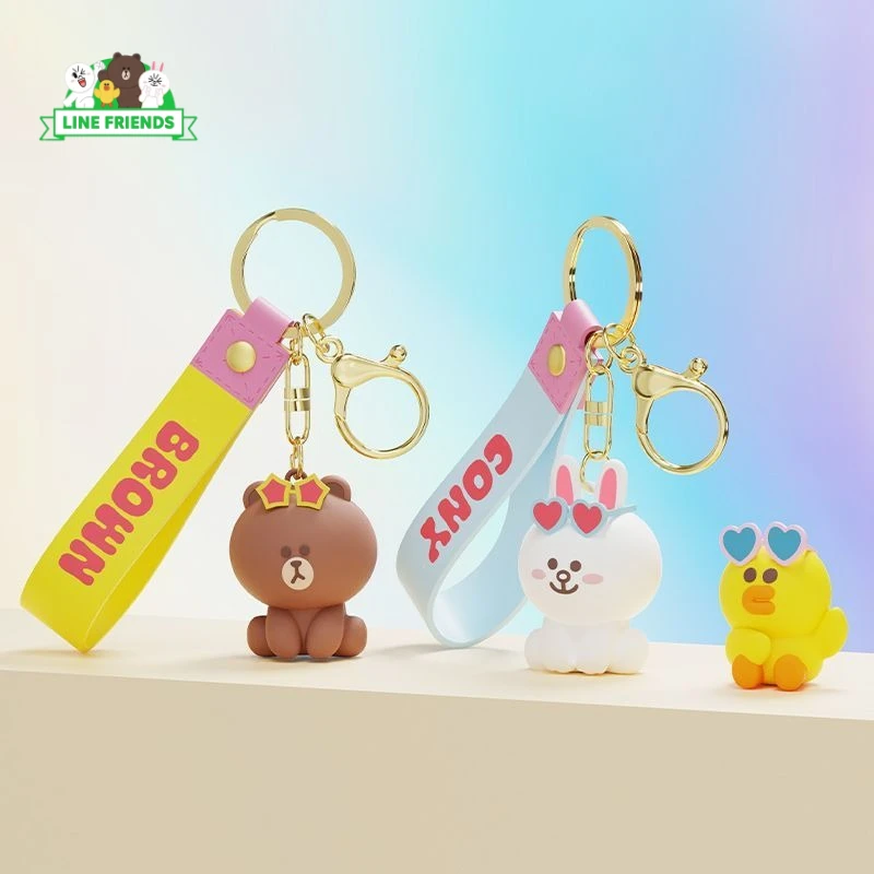 LINE FRIENDS Brown Cony, Llavero de Peluche con Diseño de Anime, Bonito y Kawaii, para Niños y Niñas, Parejas, Colgante para Mochila, Regalo, Venta al Por Mayor