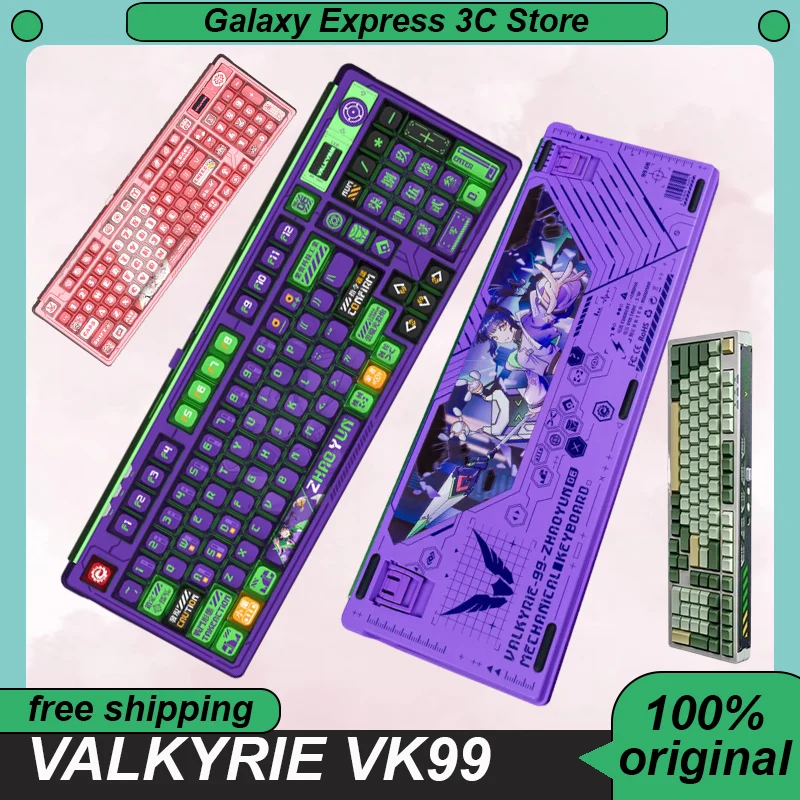 

VALKYRIE VK99 Mechanical Keyboard Tri-mode Wireless Hot Swap RGB Backlit 8000mAh Metal Knob Esports Keyboard Custom Pc Accessory