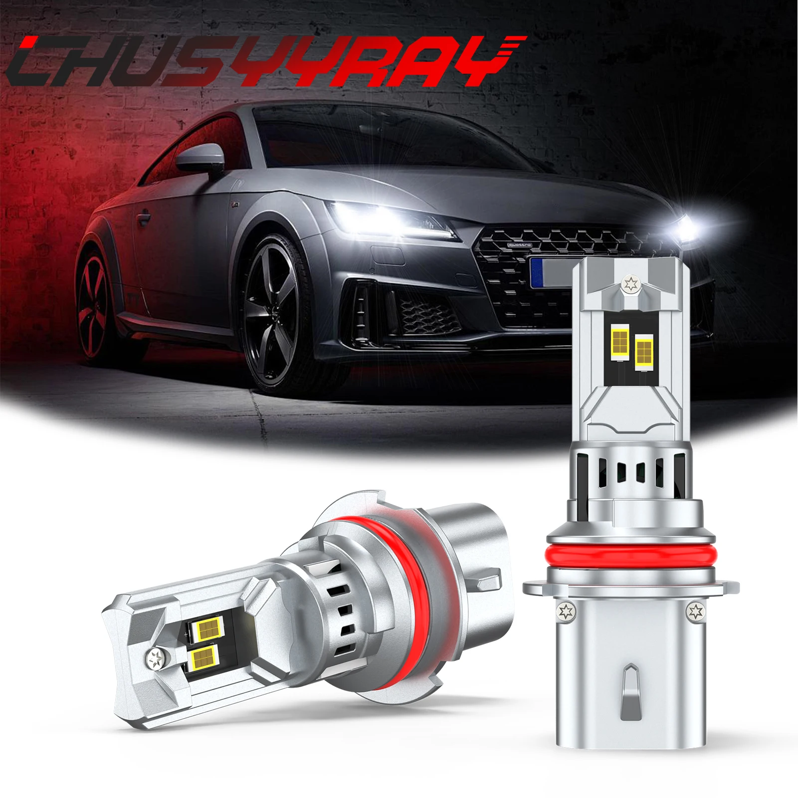 9007 White LED Headlight High/Low Beam Bulbs Kit, 6000K White, Pack of 2