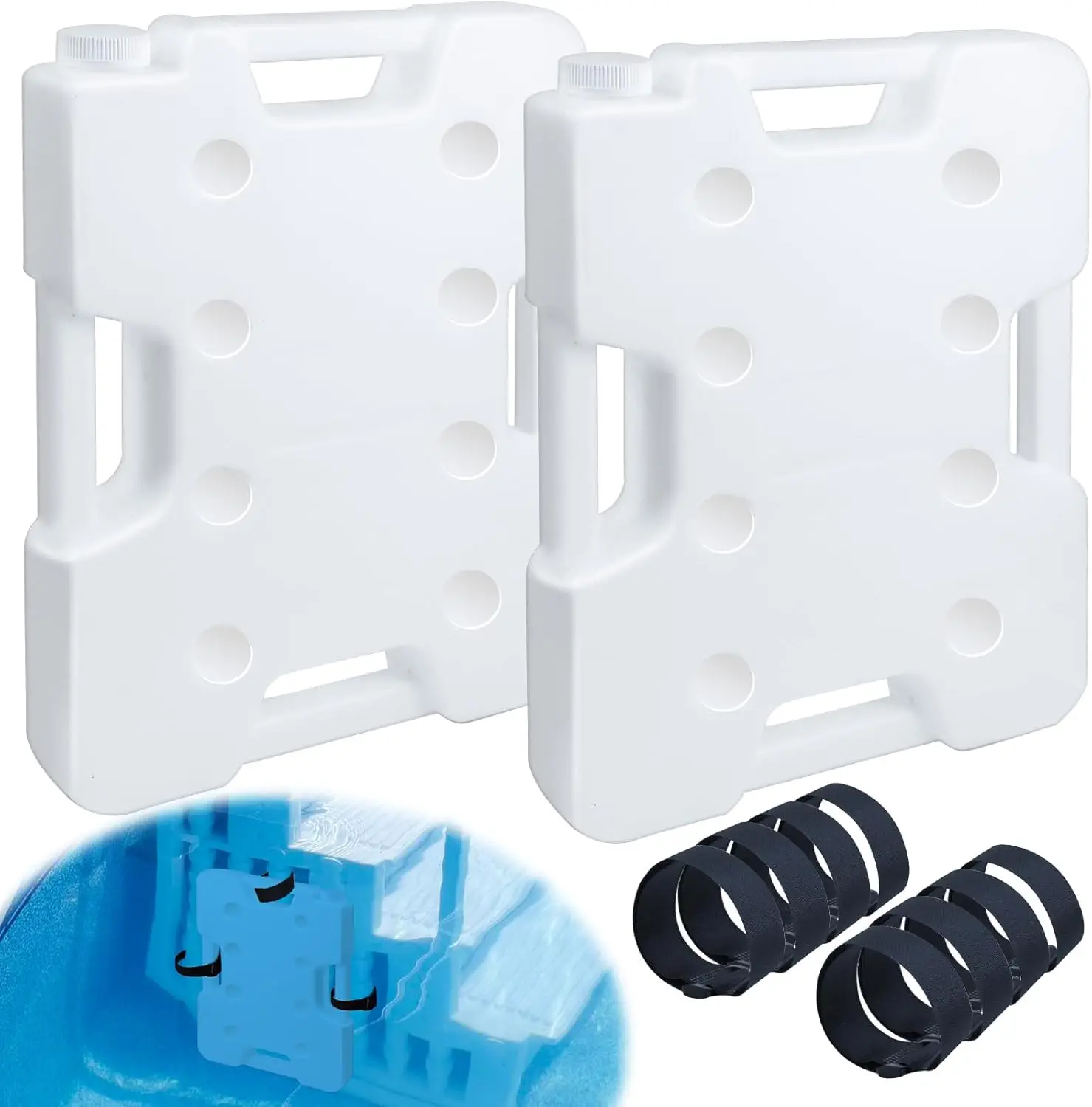 

2 Pack Swimming Pool Ladder Weights for Above Ground Pools, Removable Stair Anchors with 8 Straps Holds 52lbs