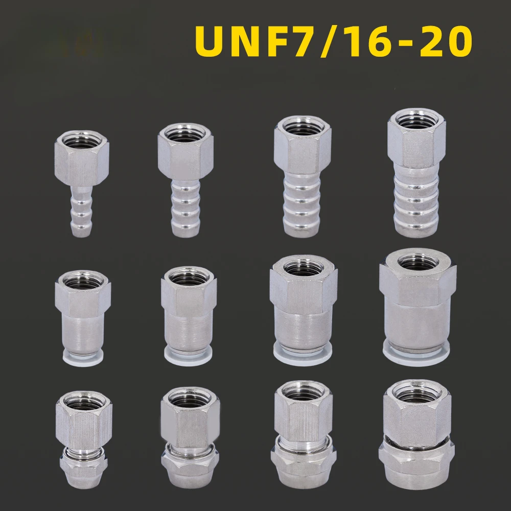 UNF7/16 Female To 6 8 10 12mm Push In Connector / Hose Barb / Quick Twist Brass Nickel Plated Pipe Fitting Connector Coupler Air