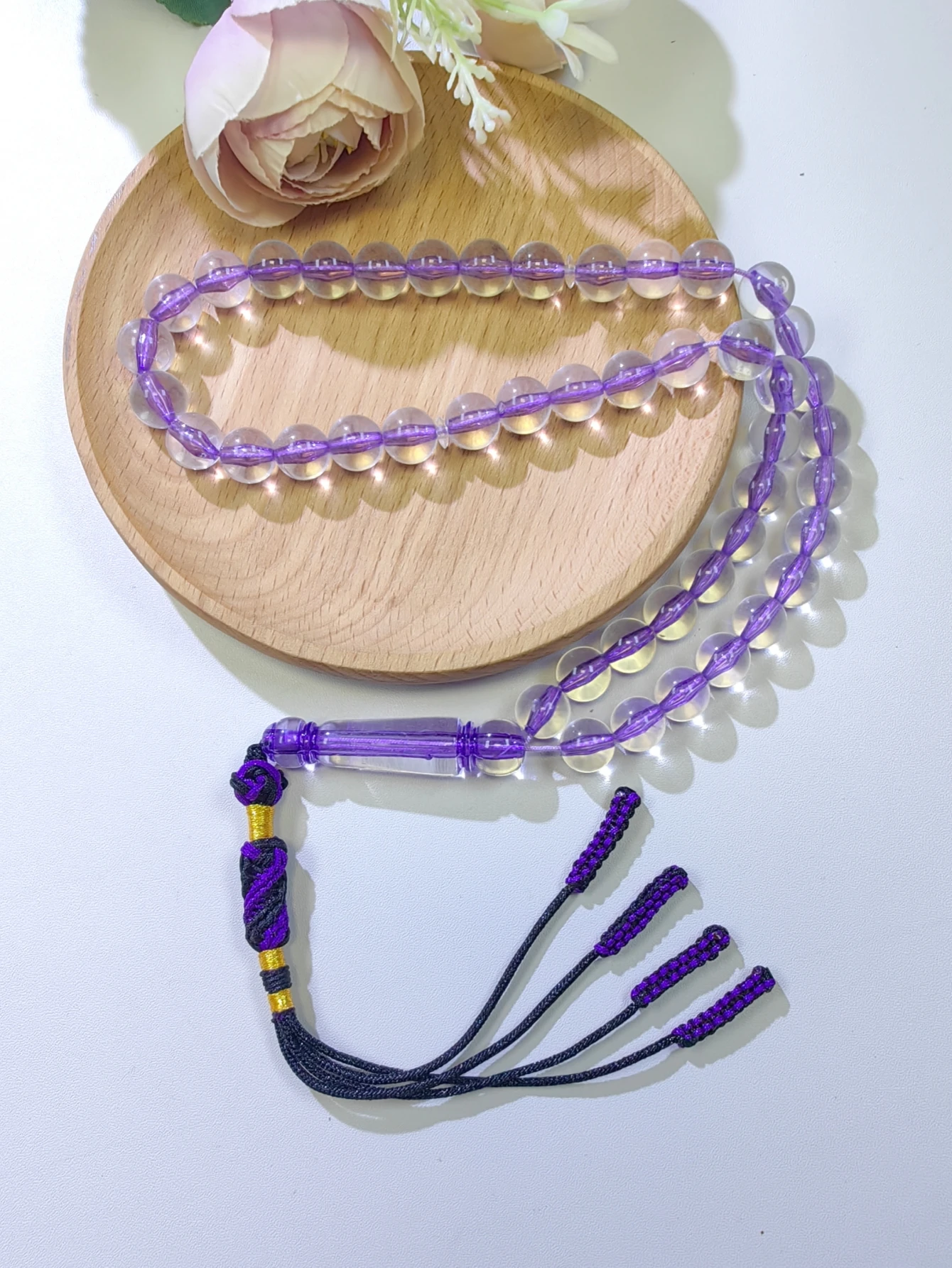 1pc Orange Purple Blue 3 Colors Optional 45 Beads 10mm Handmade Tassel Tasbih, Arabian Style Unisex Resin Prayer Beads, High Qua view 2