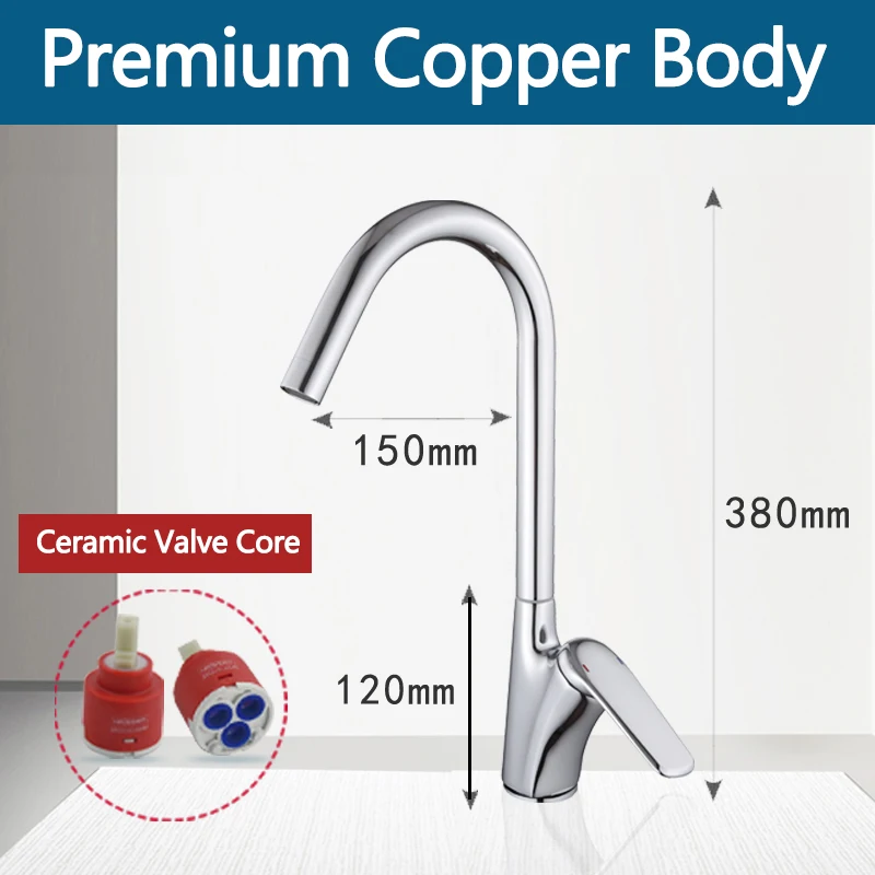 Household Faucet Silver 360 Degree Rotation Kitchen Faucets Single Handle Hot/Cold Water Mixers Tap Bar Kitchen Sink Tap