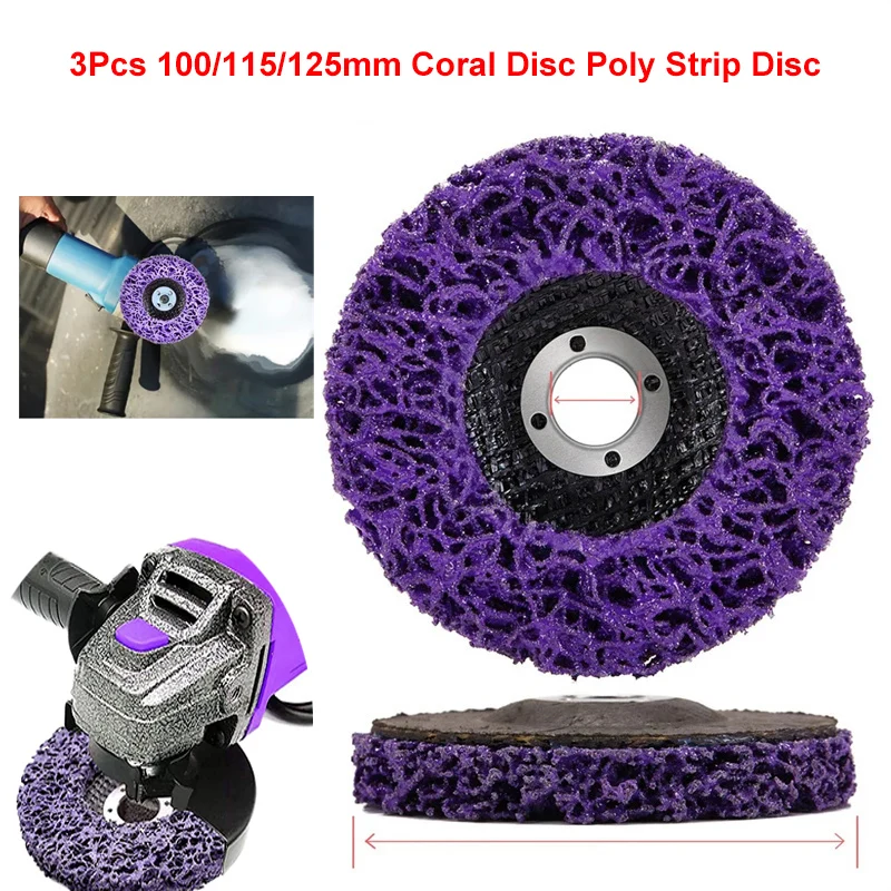 

100/115/125mm Coral Disc Poly Strip Disc Abrasive Grinding Wheel 3pcs Paint Rust Removal Clean Grinder Strip Disc Abrasive Wheel