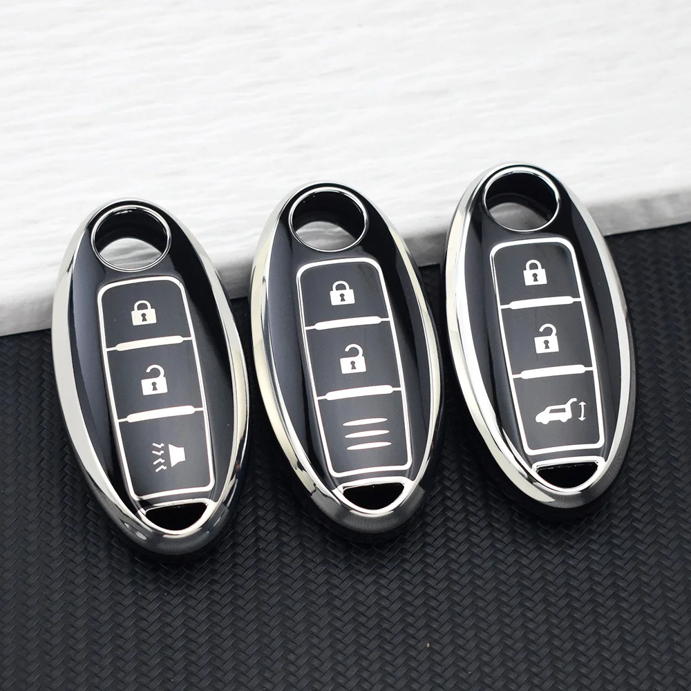 Car Key Case Cover For Nissan Qashqai J11 J10 Kicks Rogue XTrail T32 T31 Tiida Pathfinder Murano Juke Versa Note Keychain Rings