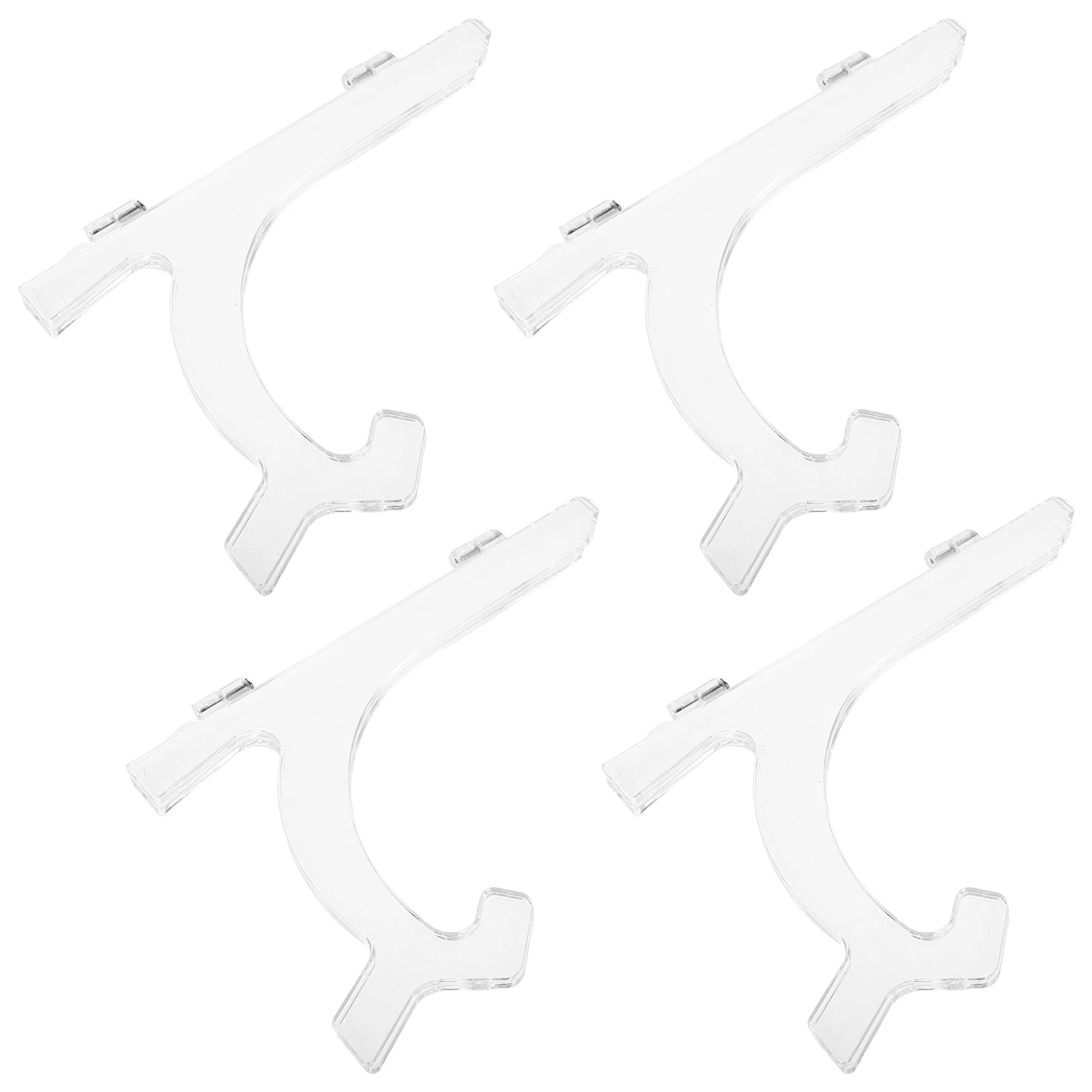 

4Pcs Transparent Clear Plastic Plate Display Stands Adjustable Easels for Tabletop Decorative Plates Display Rack Wedding Home