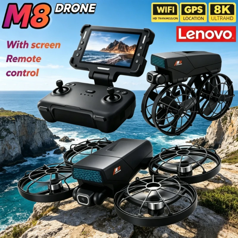 

Lenovo M8 RC Foldable Drone with 8K Screen Brushless Motor Profesional HD Dual Camera WIFI Obstacle Avoidance Quadcopter Toy