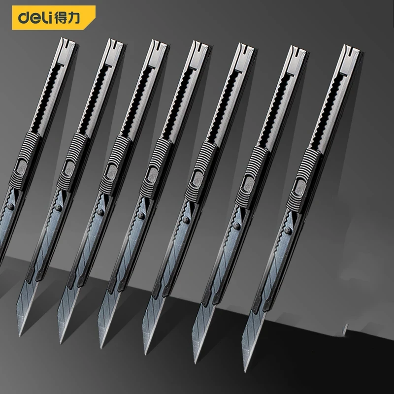 Deli Retractable Utility Knife Carbon Steel Box Cutter 30° 60° Estilete Profissional Ferramenta Art Supplies Sharpness Couteau