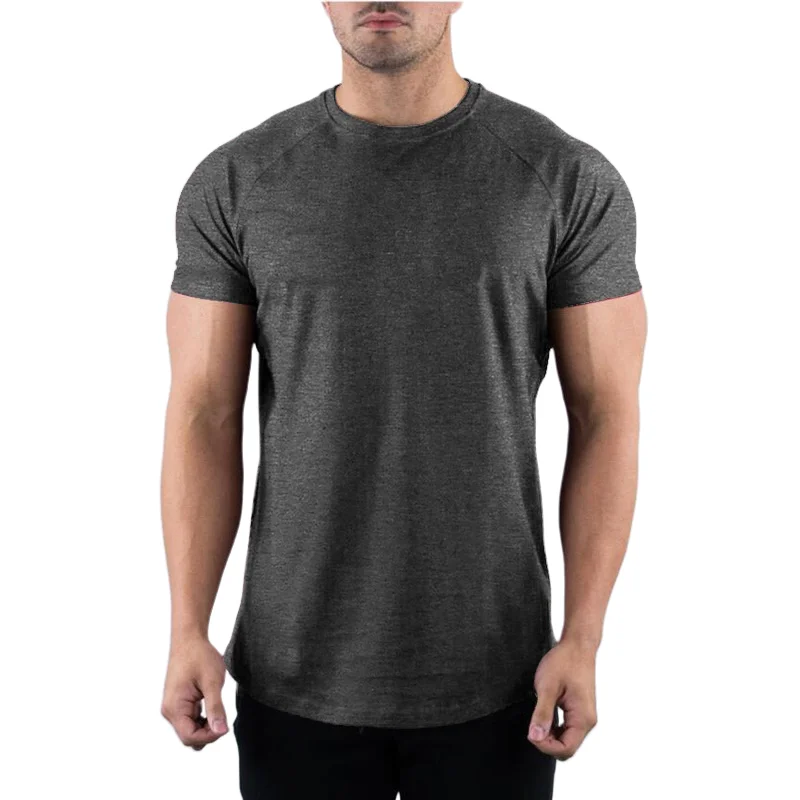 Cotton Gym T-shirt Men Summer Fitness Clothing O-Neck Short Sleeve T shirt Slim Fit Tshirt Bodybuilding Workout Tees Tops