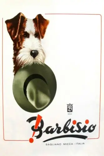 Barbisio Italian Hats Advert Retro Style Metal wall sign plaque, fashion, dog sign