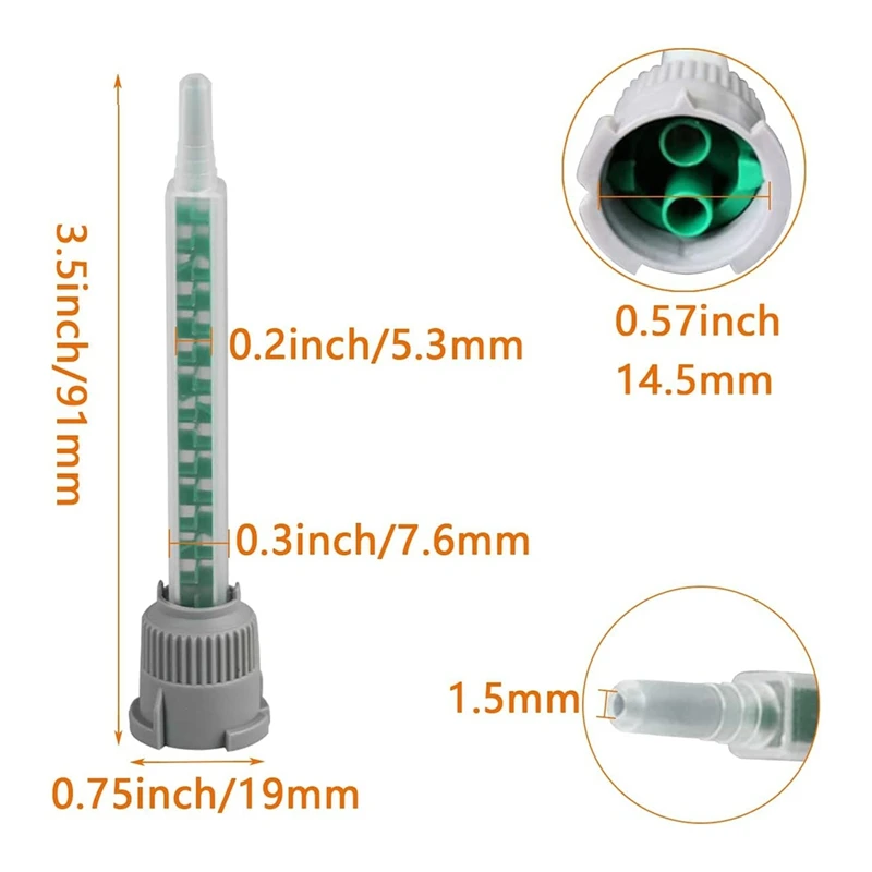 20 ชิ้นผสมหัวฉีดตลับกาวเคล็ดลับสําหรับ 50Ml เรซิ่นกาว Applicatior 16-,1:1 อัตราส่วน