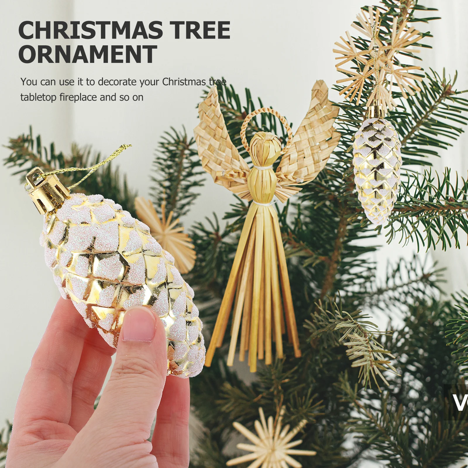 

10Pcs Pine Cones Christmas Tree Charms Hanging Decorations Xmas Ornaments Xmas Party Pendant Decor Pine Cones for Crafts