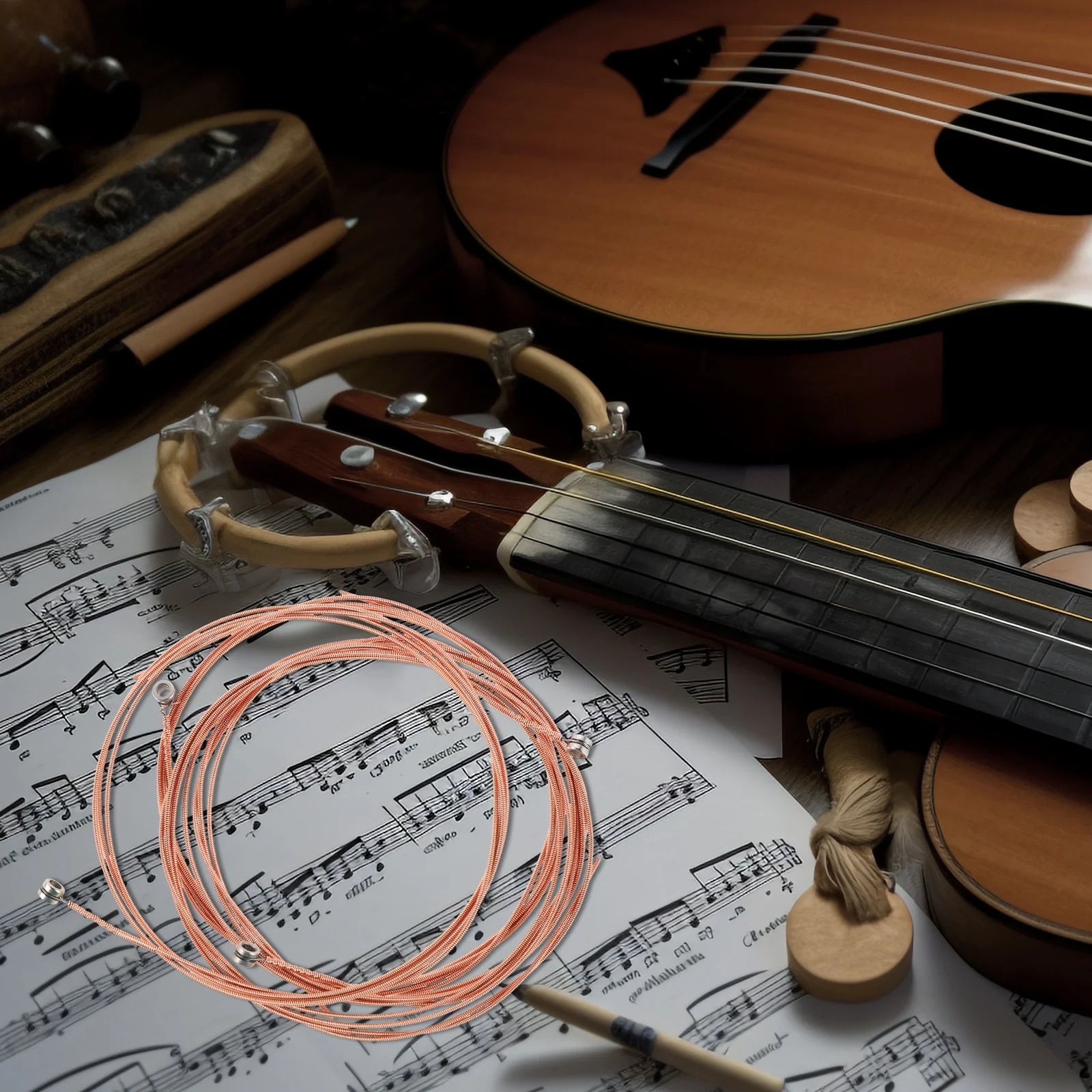 Set di corde per chitarra acustiche da 12 pezzi in acciaio, facile installazione, sostituzione, tono trasparente, accessori per chitarra folk, corde acustiche