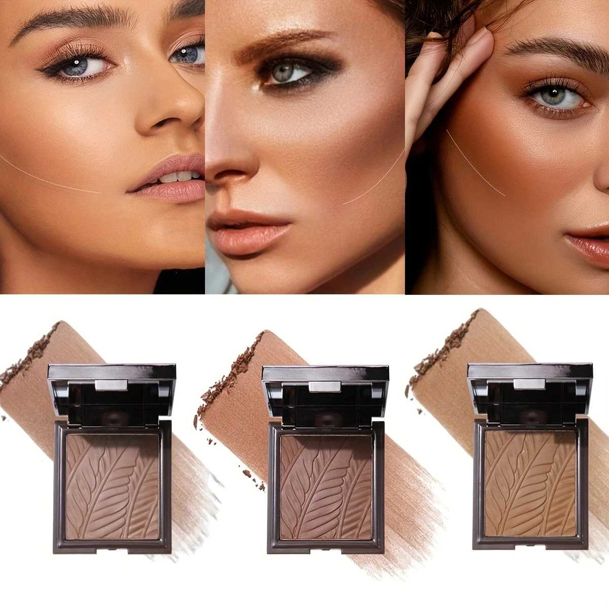 Matte Chocolate Brown Shade Concealer Contouring Powder Press  three-dimensional