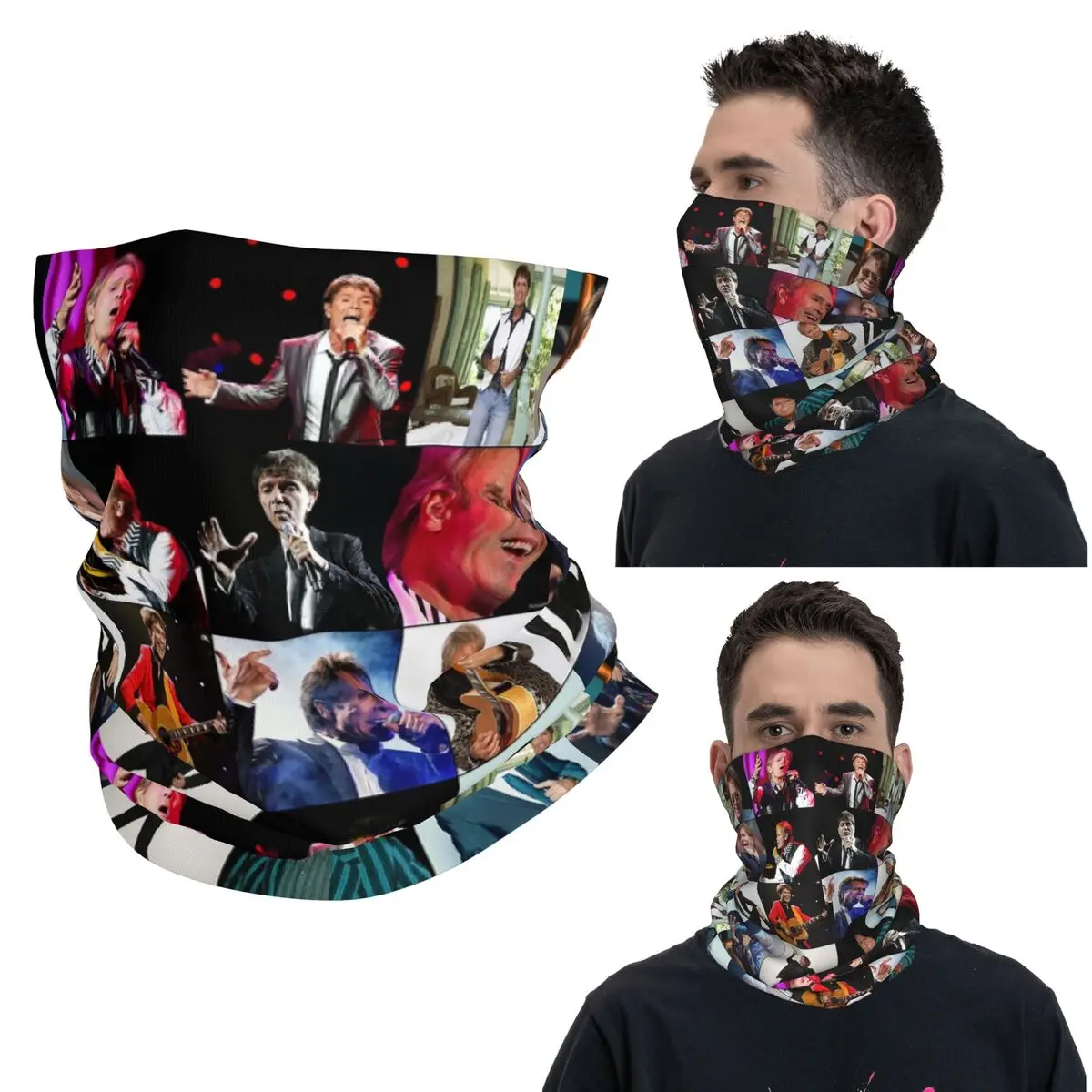 

Cliff Richard Photo Collage Bandana Neck Gaiter Printed Wrap Scarf Multi-use Balaclava Running Unisex Adult All Season
