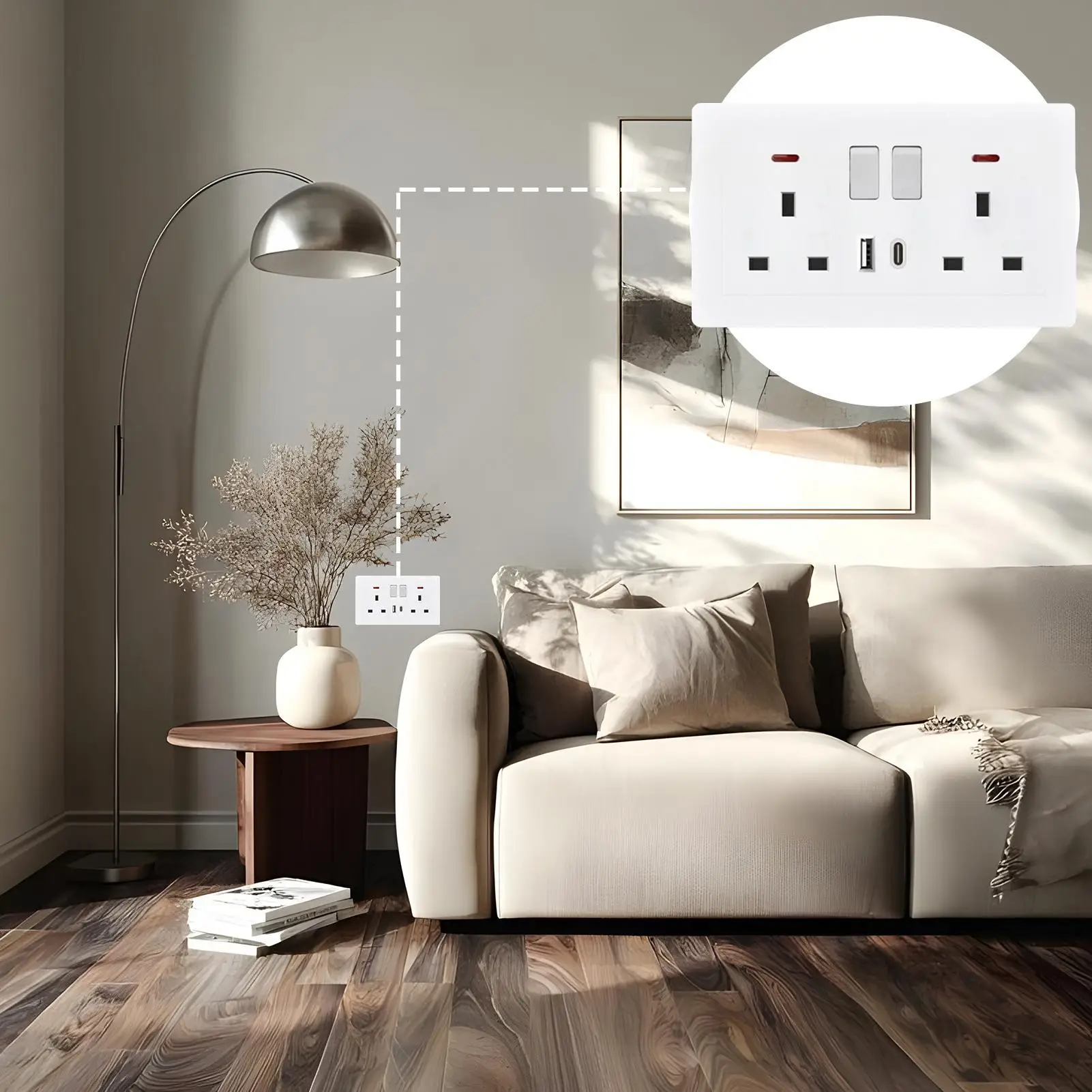 壁コンセント電源ストリップ 2 ポートプラグ延長ダブル充電器コンバータ付きオフィス寝室キッチン屋外ホームバスルーム
