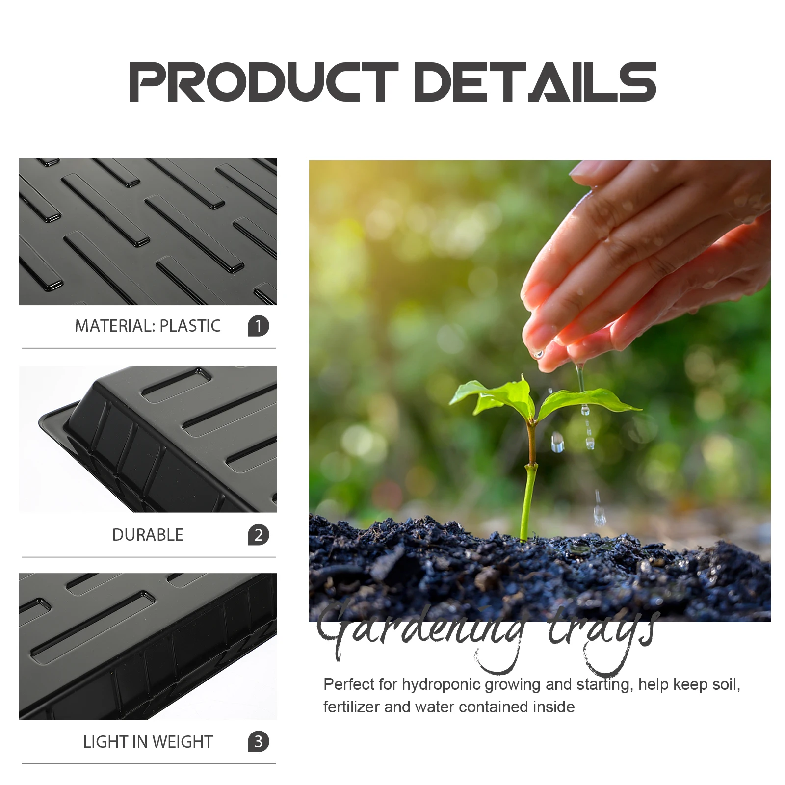 

5pcs Vegetable Seedling Bottom Bracket Plastic Growing Trays Lightweight Easy Storage for Succulent Hydroponic Nursery Sowing