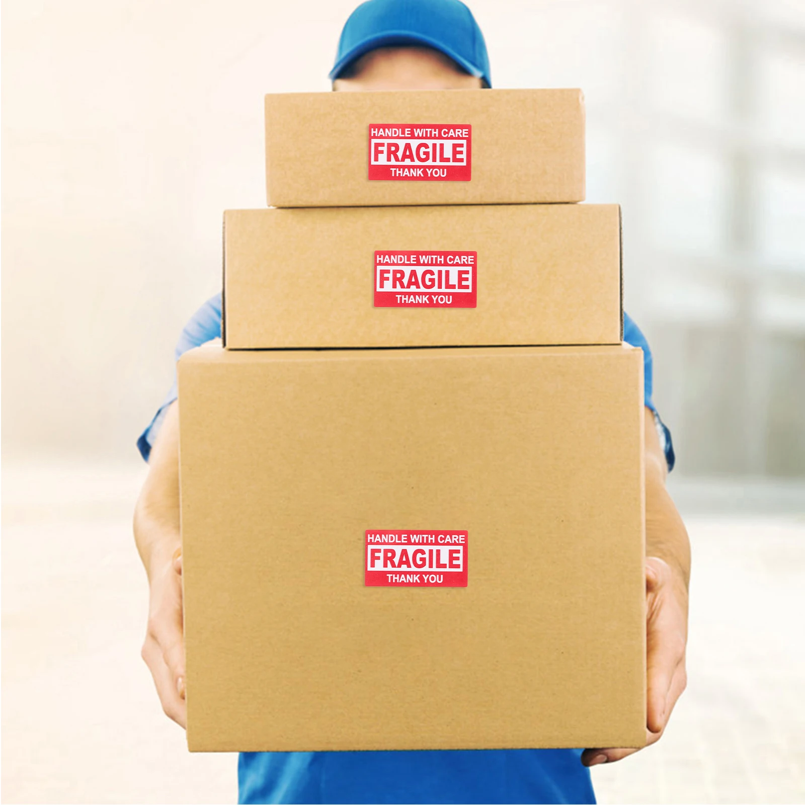 

3pcs Fragile Stickers Warning Labels English Packaging Tamper Evident Shipping Moving for Glassware Electronics
