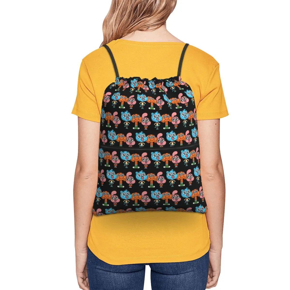 Gumball And Darwin Game The Amazing World Of Gumball Backpacks Casual Drawstring Bundle Pocket Sports Bag Book Bags Students