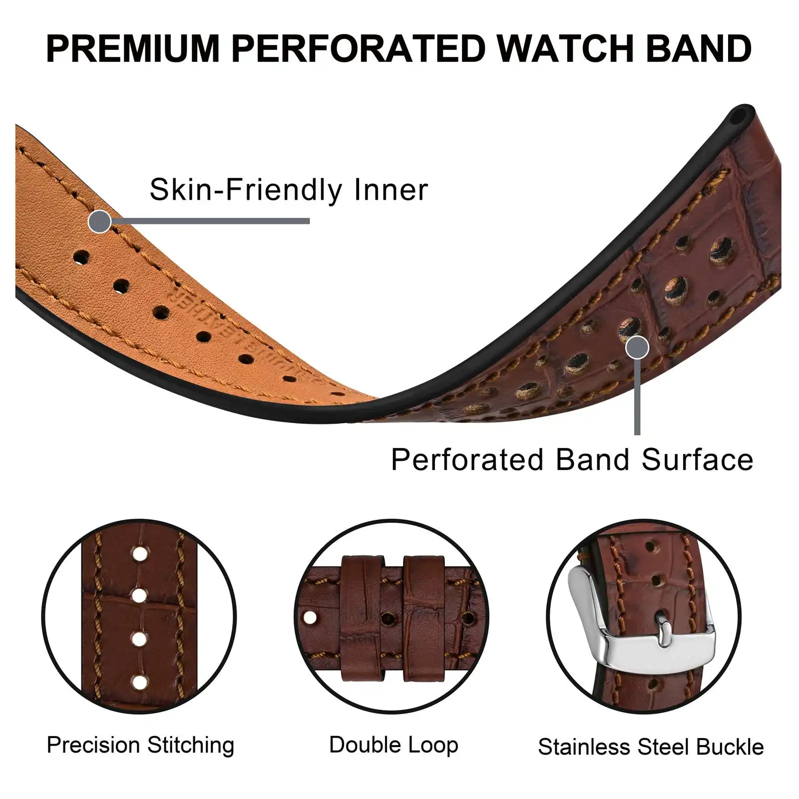 22mm Watch Strap, Vintage Leather Strap, 18/20mm Smart Watch Strap Replacement Strap Watch Band for Men,Women Wrist Strap