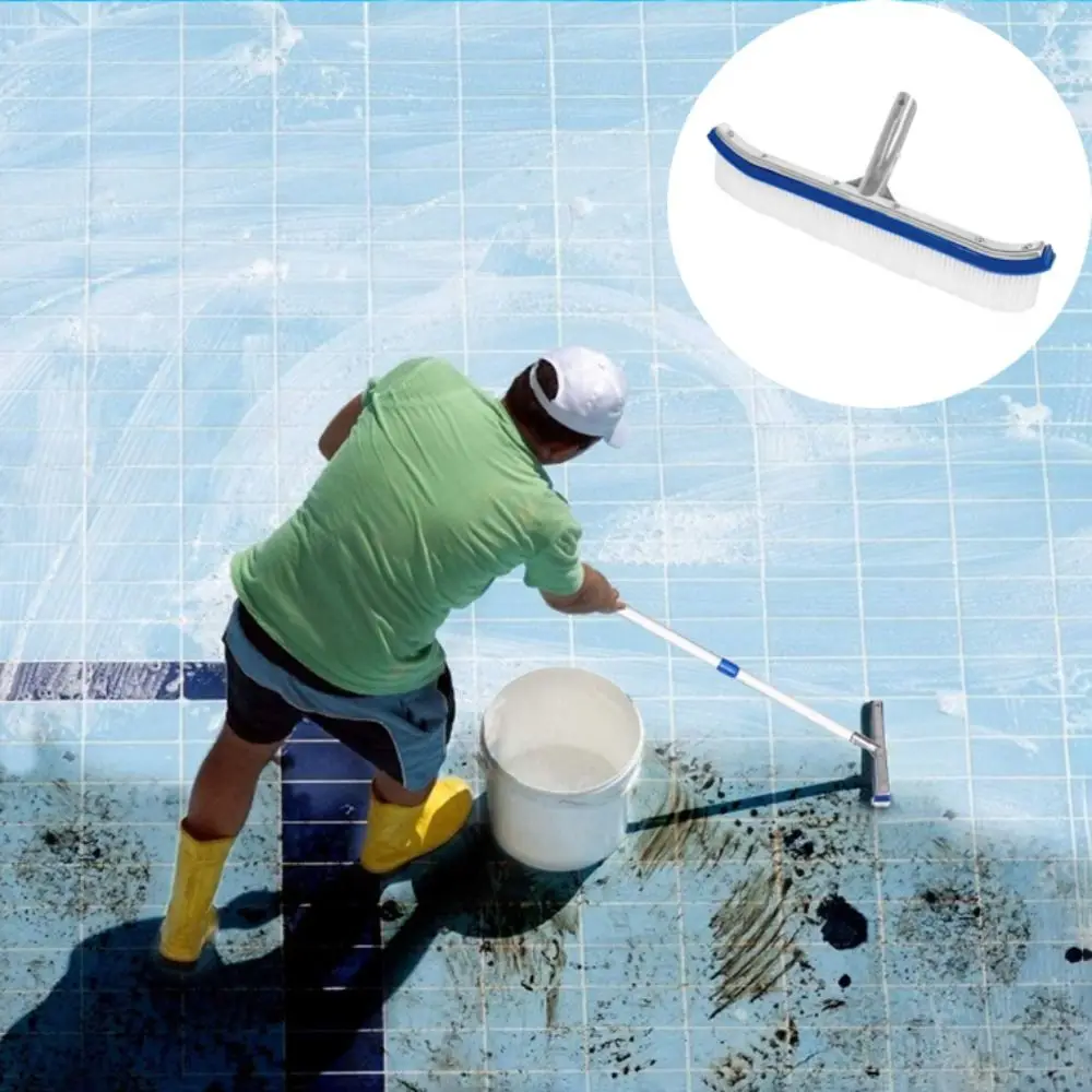 

18 Inch Pool Cleaning Brush Stainless Steel Brush Plastic Brush Swimming Pool Brush Glue Floor Brush Aluminum Handle