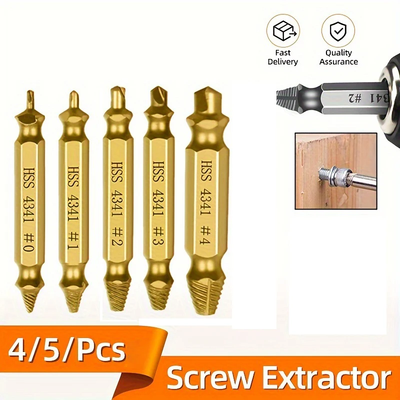High Speed Steel Broken Wire Screw Extractor Set - Quickly&Easily Remove Broken Screws &Bolts!Dual head dual-use for easy access