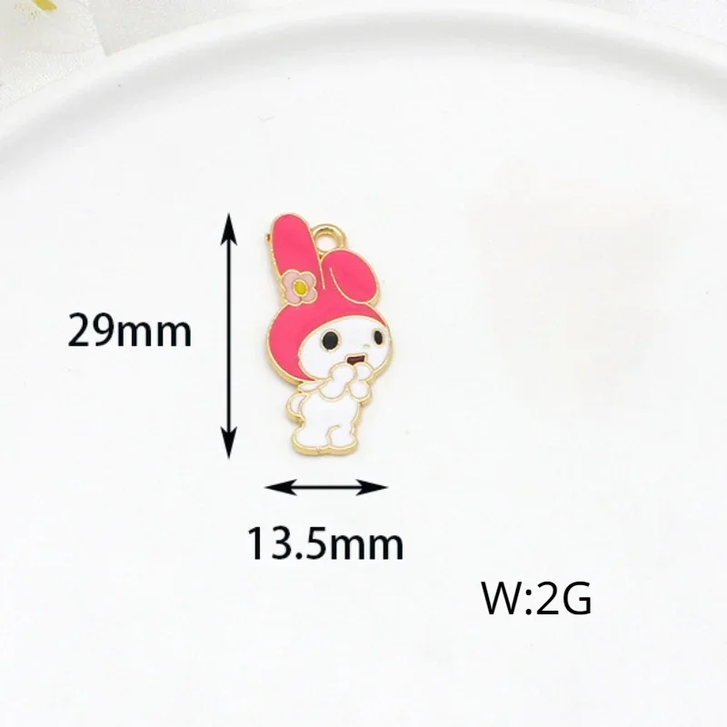 10 Stuks Sanrio Anime Stripfiguur Kuromi Melodie Diy Schattige Cinnamoroll Sieraden Accessoires Ketting Hanger Handgemaakt Materiaal