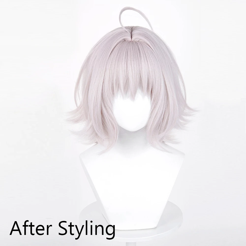 رمادي وردي قصير مستقيم الباروكات الاصطناعية مع الانفجارات أنيمي لعبة تأثيري رقيق شعر مستعار مقاوم للحرارة للحزب اليومي #4