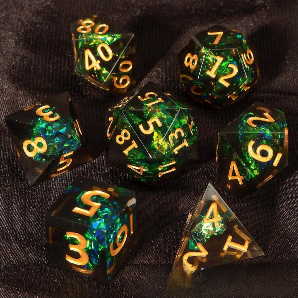 

DnD translucent resin polyhedral dice 7-piece set, suitable for DnD and RPG role-playing board games