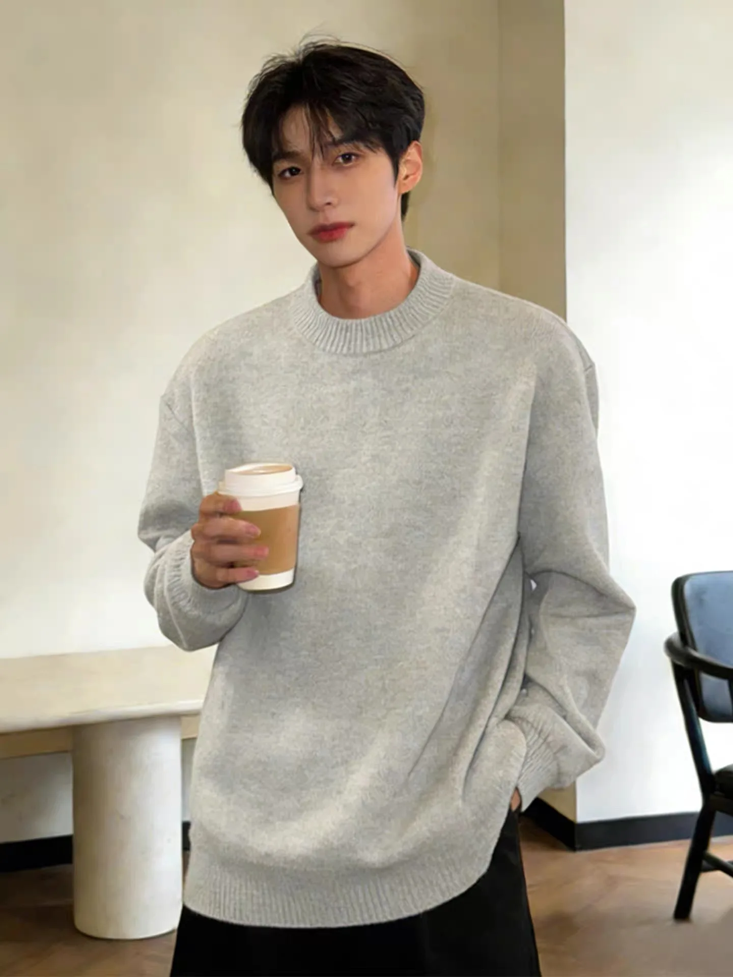 

Мужской вязаный пуловер Light ey American Fce Lined с круглым вырезом, мягкий, удобный, зимний базовый слой, Cleanfit Sle