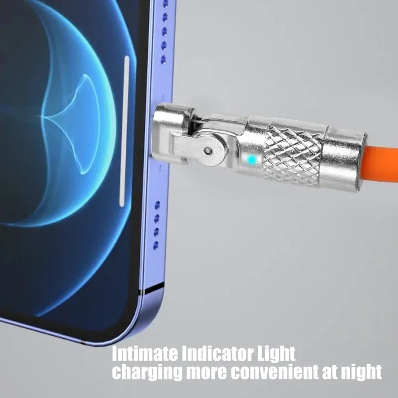 120W 6A 180° Rotating Super Fast Charge Cable Dual USB C to Type-C Charger Liquid Silicone Cable For IPhone 16 15 Pro Max Huawei image 6