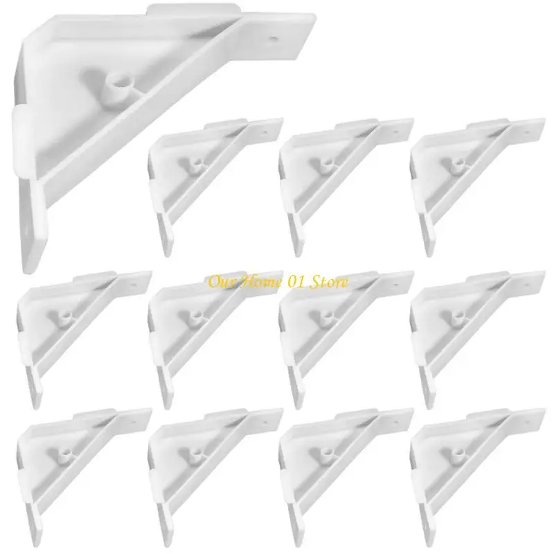 M4YC 12 piezas Soportes triángulo plástico blanco para refuerzo gabinete y encimera