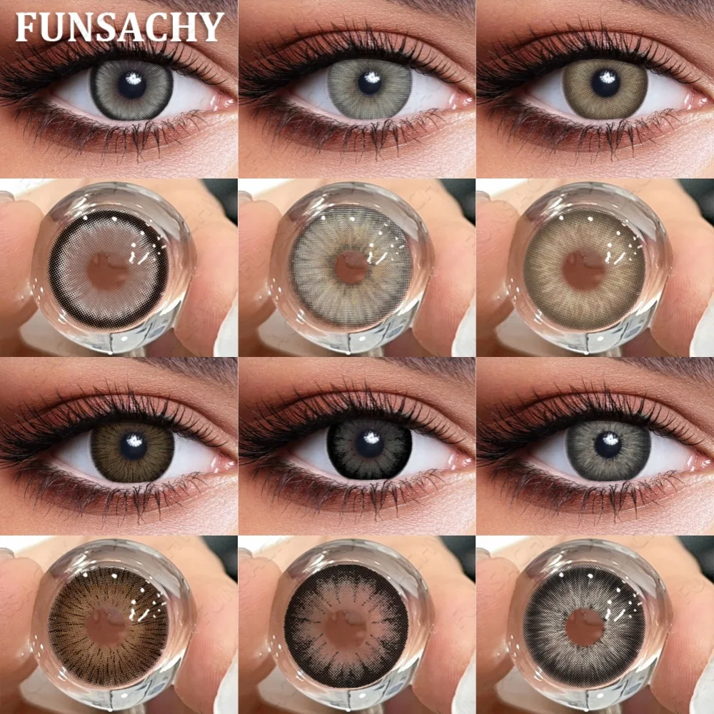 FUNSACHY 1 Paar dunkelschwarze Kontaktlinsen für Augen, natürliche braune graue Augenkontaktlinsen, schöne Pupillen-Make-up-Linse, jährliche Verwendung