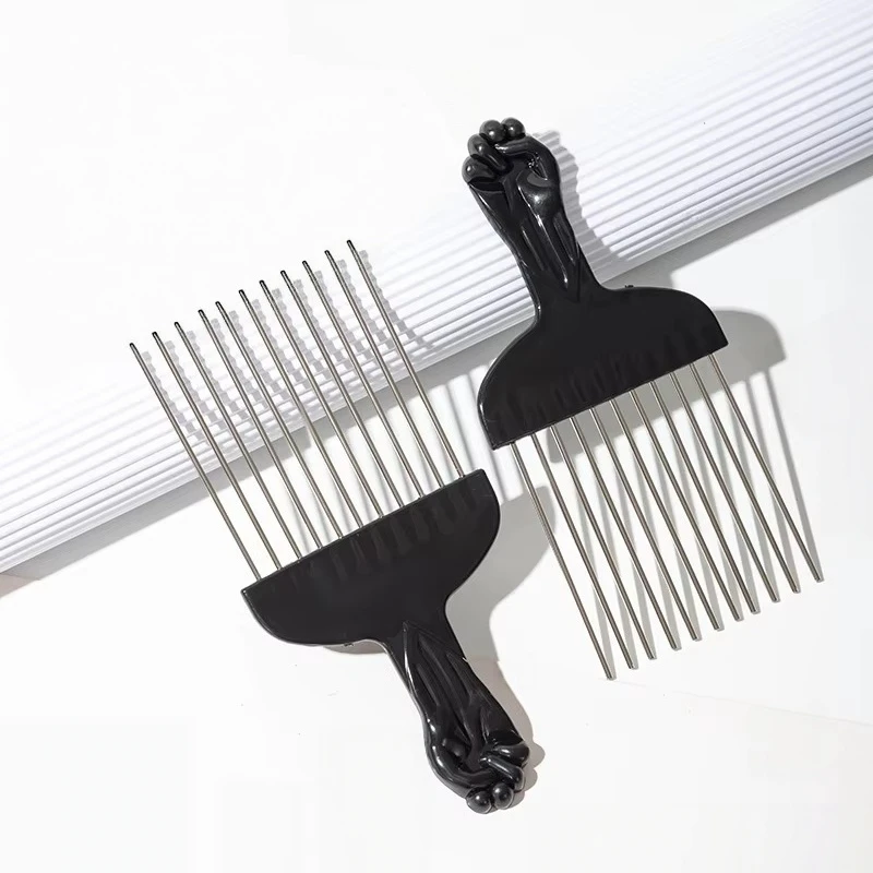Black Metal Hair Comb Men's Hairdressing Combs Barbershop Hair Dye Brush African Pick Afro Hairbrush Hair Salon Styling Tools