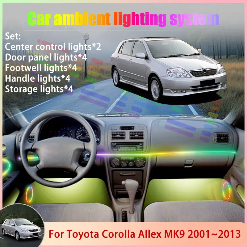 

For Toyota Corolla Allex MK9 E120 E130 2001~2013 2/18 in 1 Car Atmosphere Light Lamp RGB Shade Ensemble Streamer Atmosphere Set