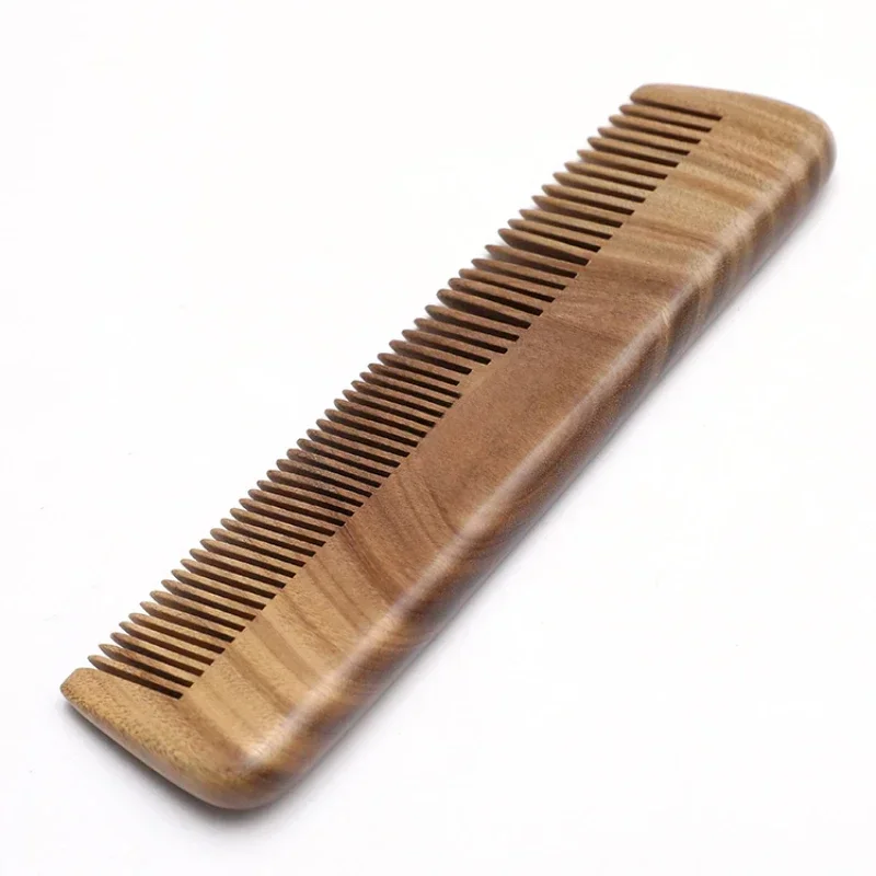 Long Tooth Green Sandalwood Comb, Logotipo personalizado Beard Comb, Pente do tamanho do bolso para o rosto embelezar moda, presente de aniversário,