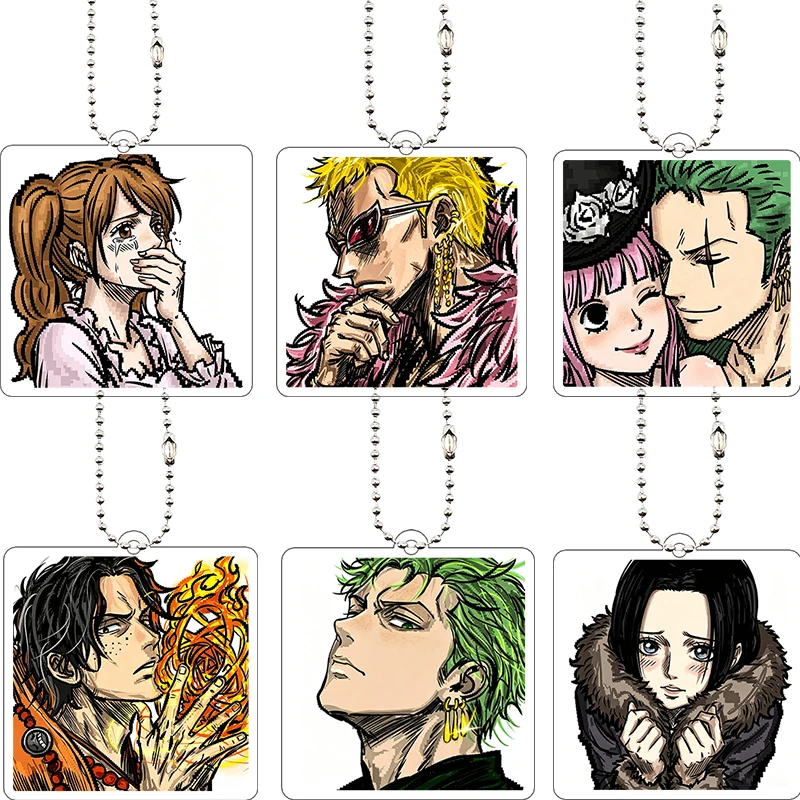 Zoro Charlotte Pudding One Piece Comic-Stil Acryl-Schlüsselanhänger Taschenanhänger Anime-Cartoon-Dekoration Heißes Geburtstagsgeschenk