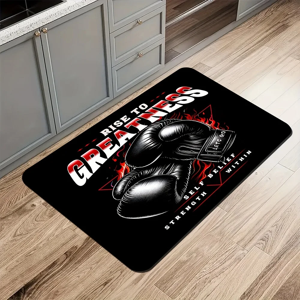 Inspirational Boxing Themed Door Mat Anti-slip Area Rug Carpet for Gym Bedroom Living Room Hallway Bathroom Home Decoration