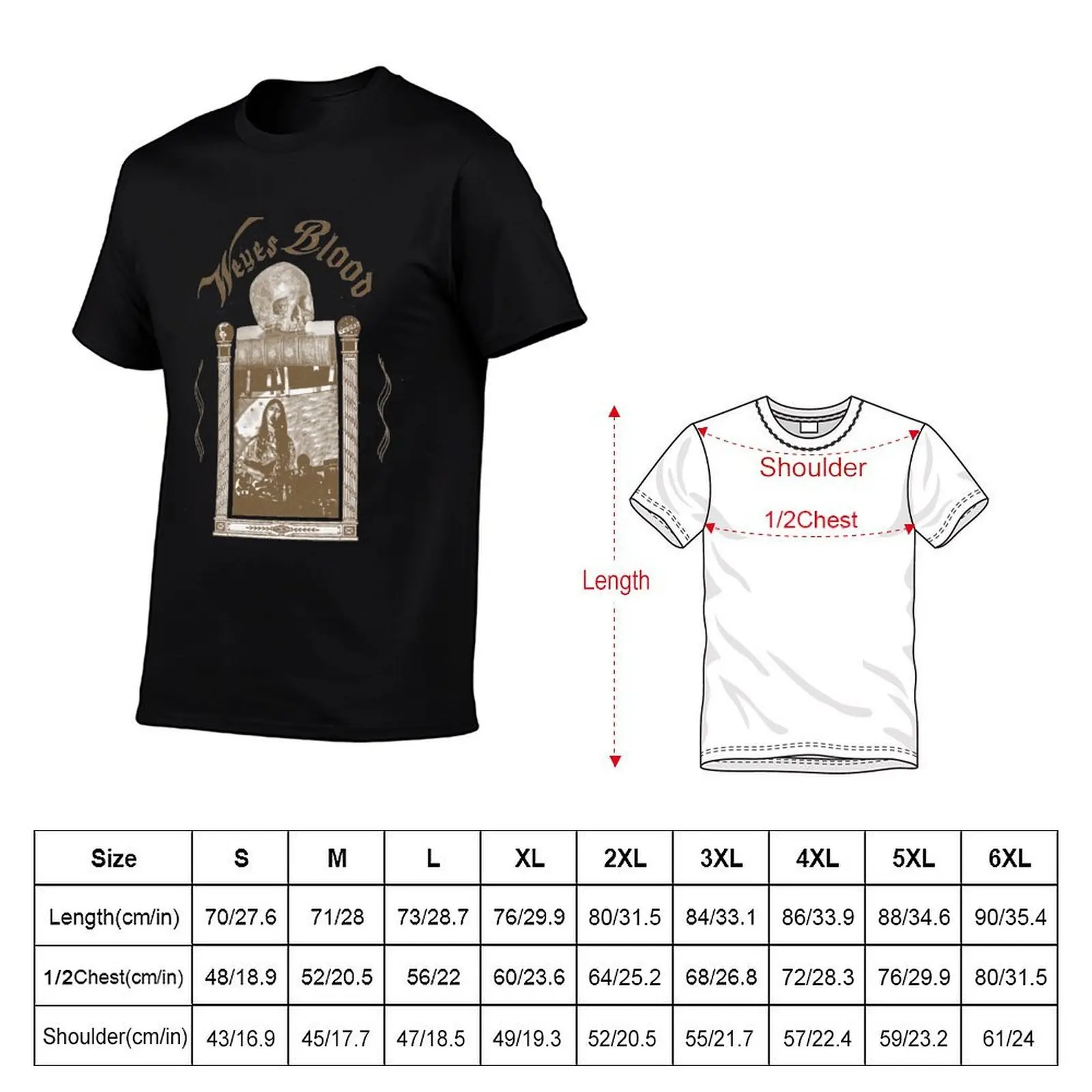 Weyes Blood Dark T-Shirt, Summer Casual Cotton Tee, Oversized Streetwear Tops, Vintage Graphic Print, Loose Fit Short Sleeve