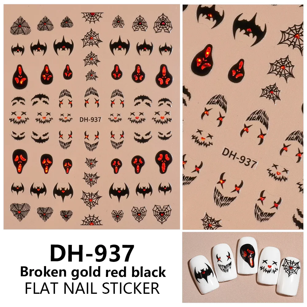 

1/5pcs Halloween Nail Stickers Skull Spider Web Dark Style Nail Art Stickers Decorative Decals DIY Self Adhesive Manicure