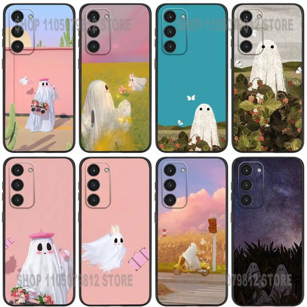 

Cute Ghost Phone Case For Samsung Galaxy A32,21s,22,31,52,53,72,73,Note20,8,9,10 Soft Silicone Black Cover