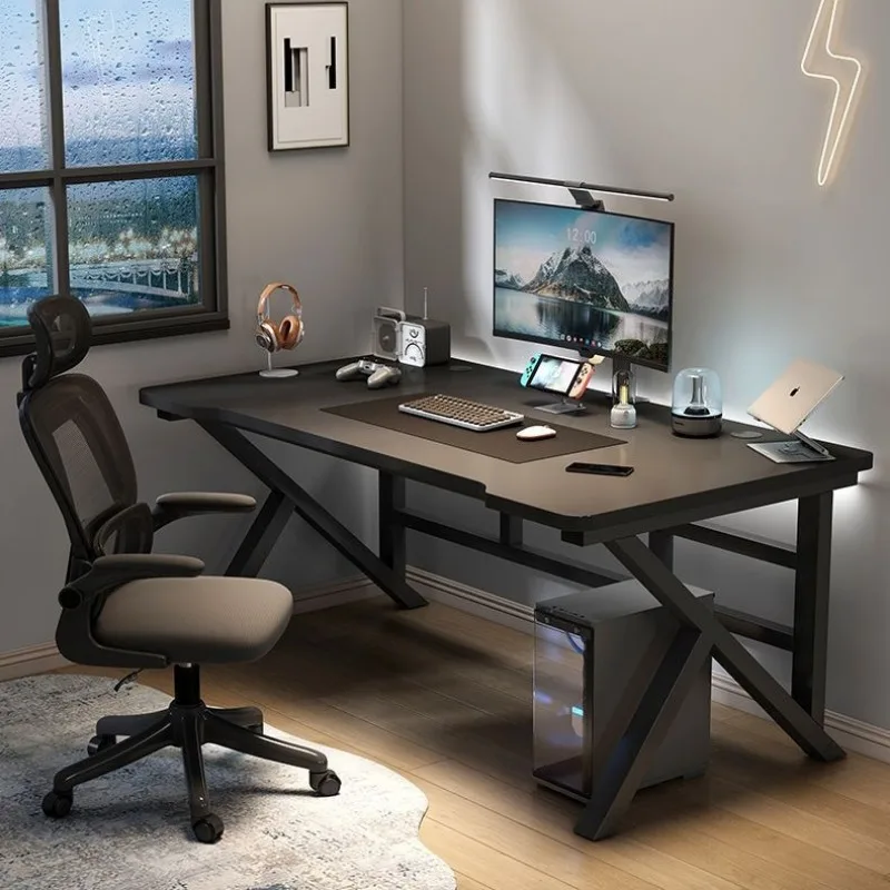 Two Player Gaming Desk with Carbon Fiber Texture Easy Assembly for Bedroom Rental Room Gaming Computer Office Laptop Stand Furni