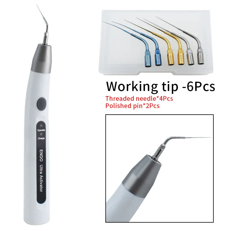 

New led endo ultra activator with 6pcs endodontic irrigation tip rechargeable for root canal preparation