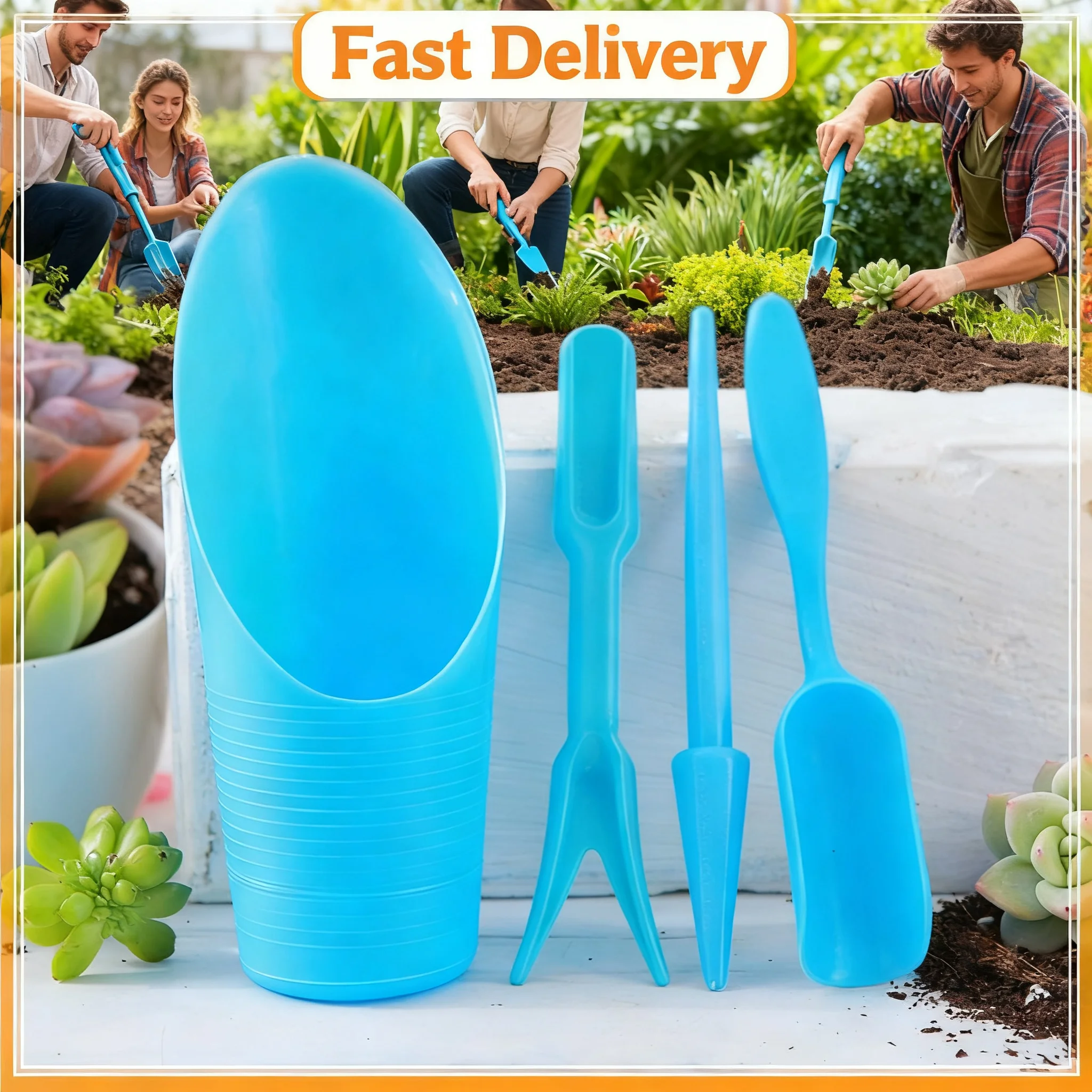 4pcs/set Plastic Durable Bucket Shovel Potted Cultivation Cylinder MeatPlant Soil Shovel Garden Tools Mini Garden Planting Tool