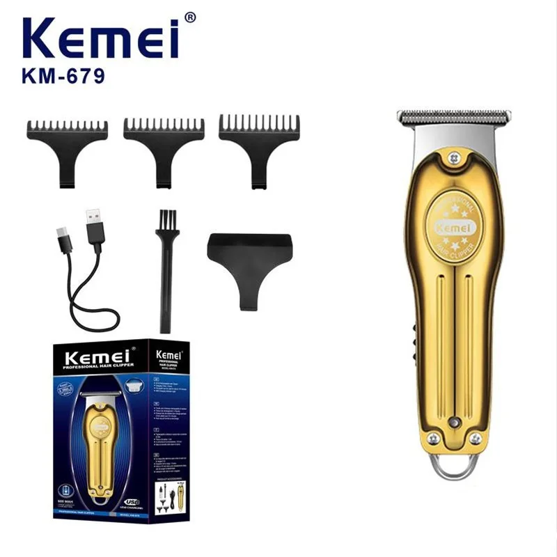 

Kemei Km-679 Электрическая машинка для стрижки волос золотого и серебряного цвета с зарядкой через USB, мини-ножницы с ЖК-подсветкой, малошумная машинка для стрижки волос со светодиодным дисплеем