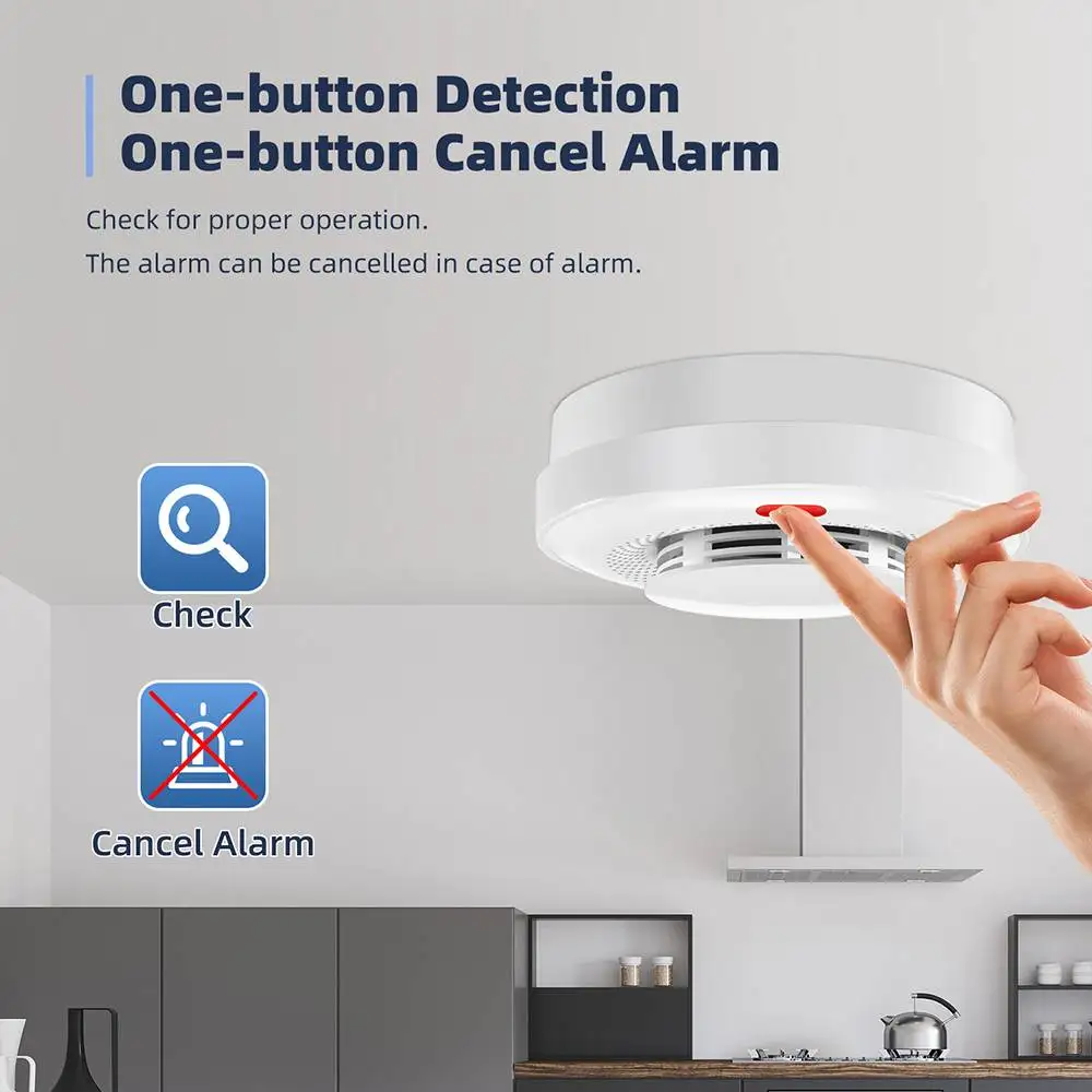 Tuya-Detector de humo inalámbrico para el hogar, alarma inteligente con WiFi, Sensor de humo con sonido y luz, Control remoto por aplicación