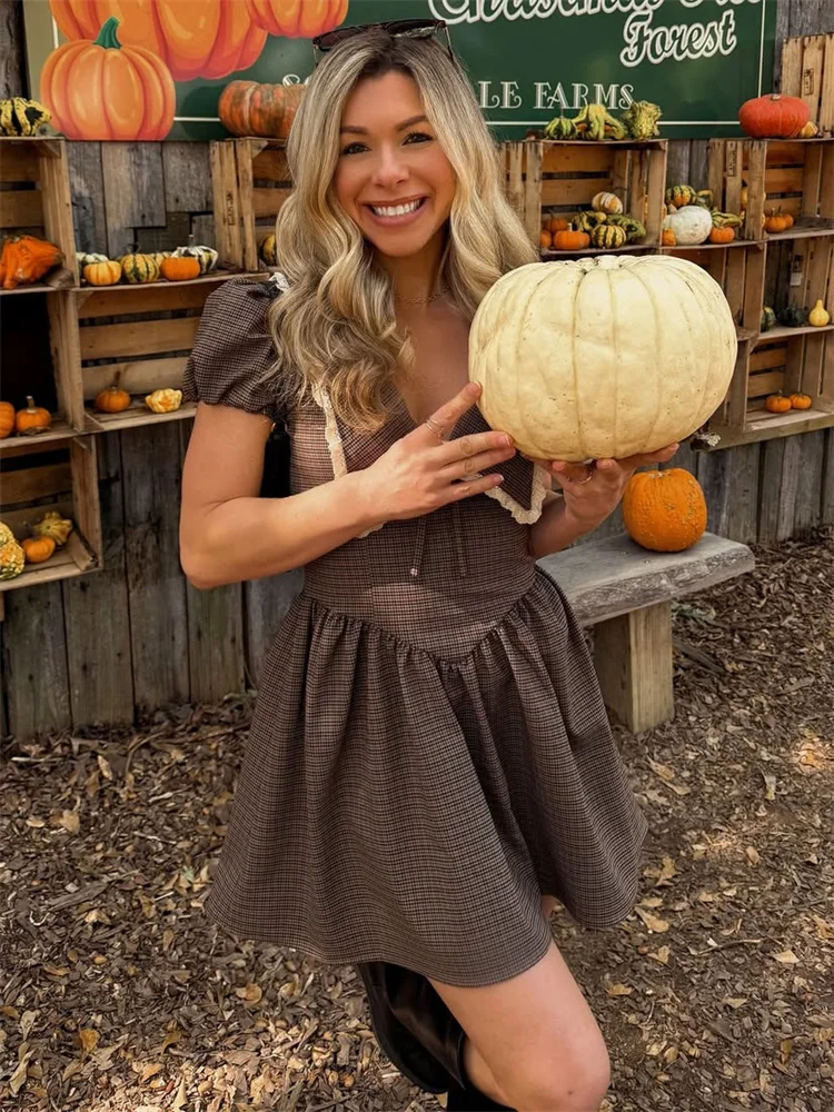 Tossy mode col en v t-shirt nœud Mini robe femme Patchwork taille haute manches courtes trajet à lacets robe femmes robe moulante nouveau