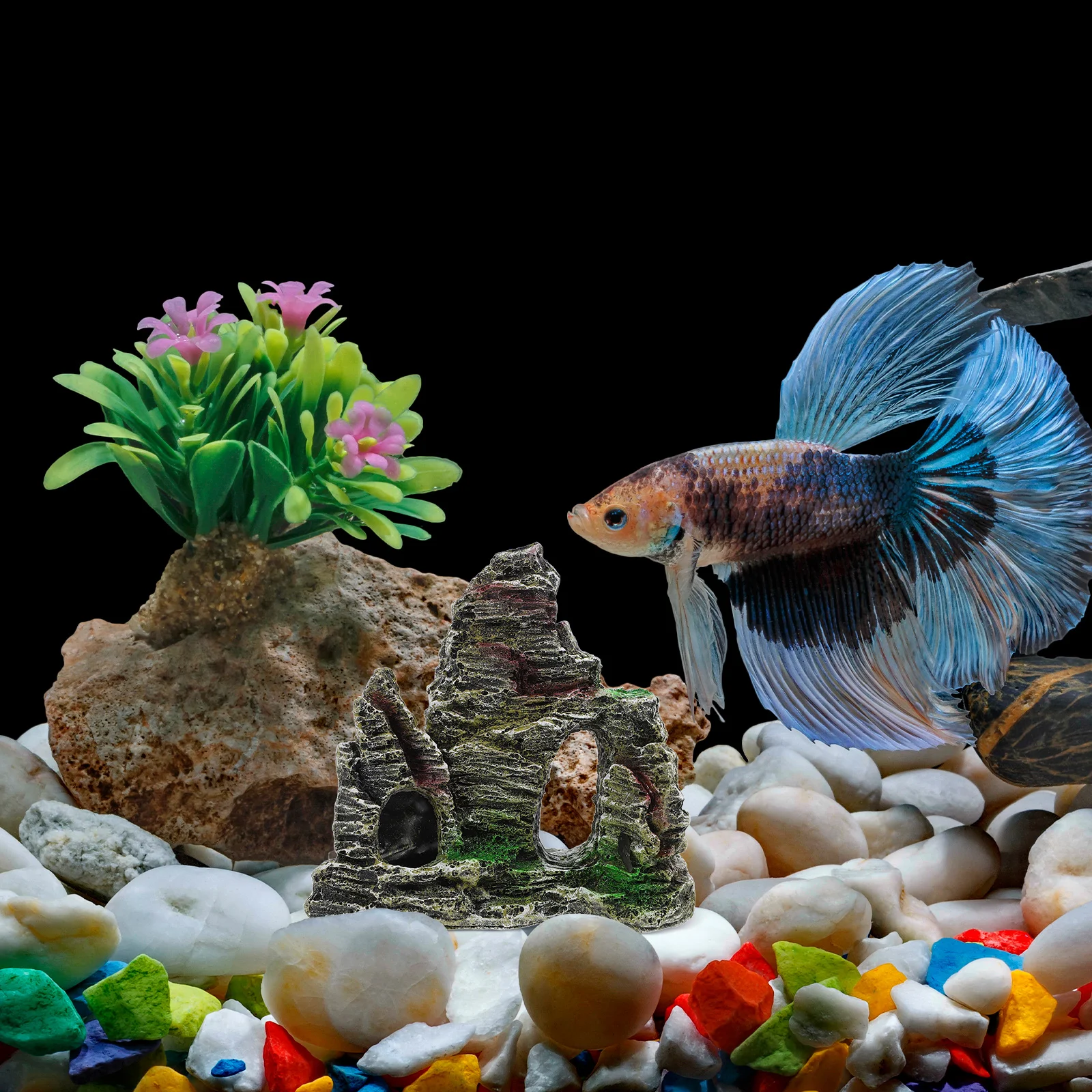 

Peak Resin Rockery Decor Aquarium Hiding Cave Fish Tank Landscape Ornament For Terrarium Aquatic Pets Desktop